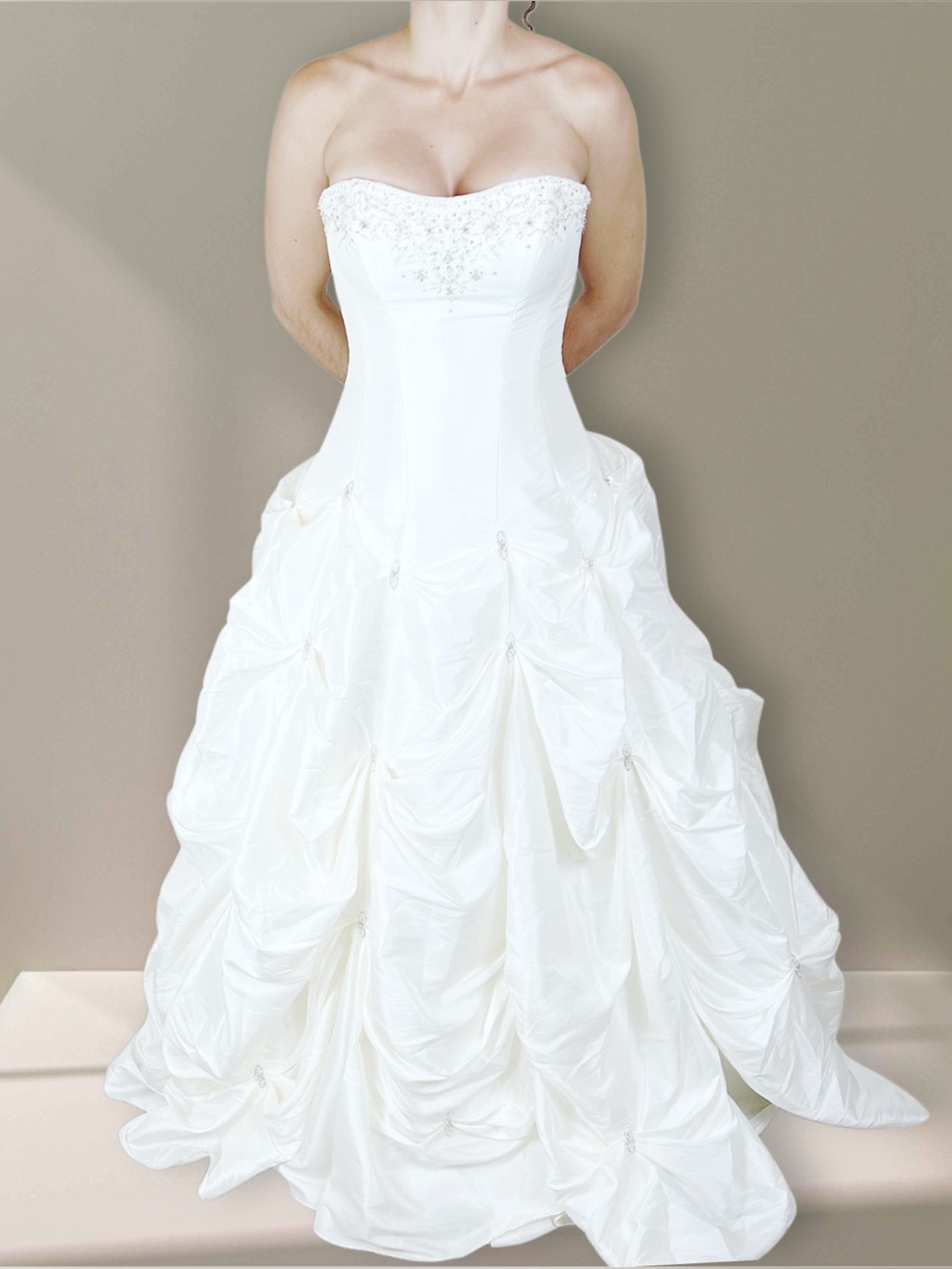 Alfred Angelo Piccione Wedding Dress Sz 6 Strapless Ball Gown Beaded Corset